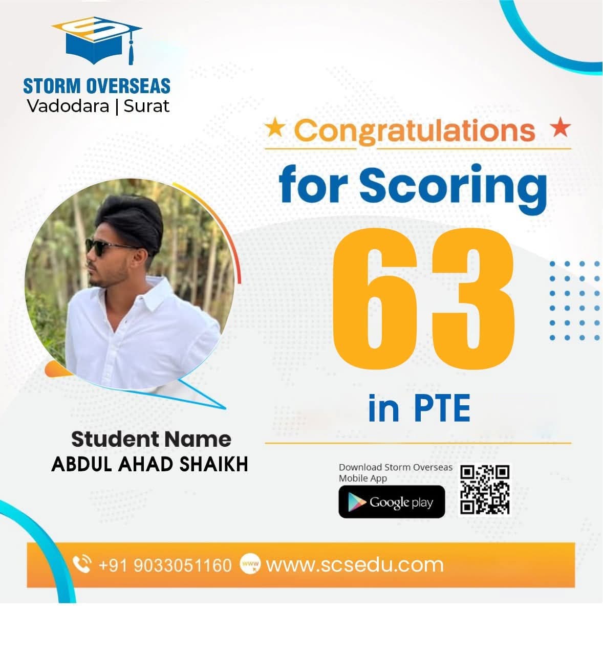 Abdul Ahad Shaikh — PTE Score 63