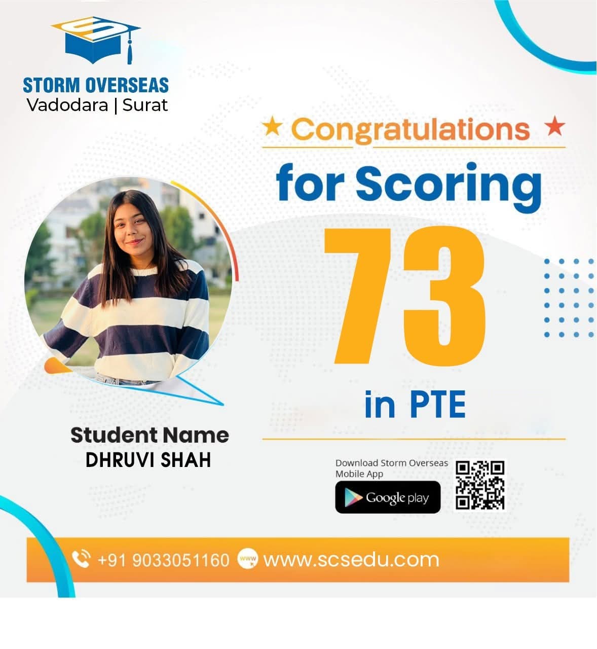 Dhruvi Shah — PTE Score 73